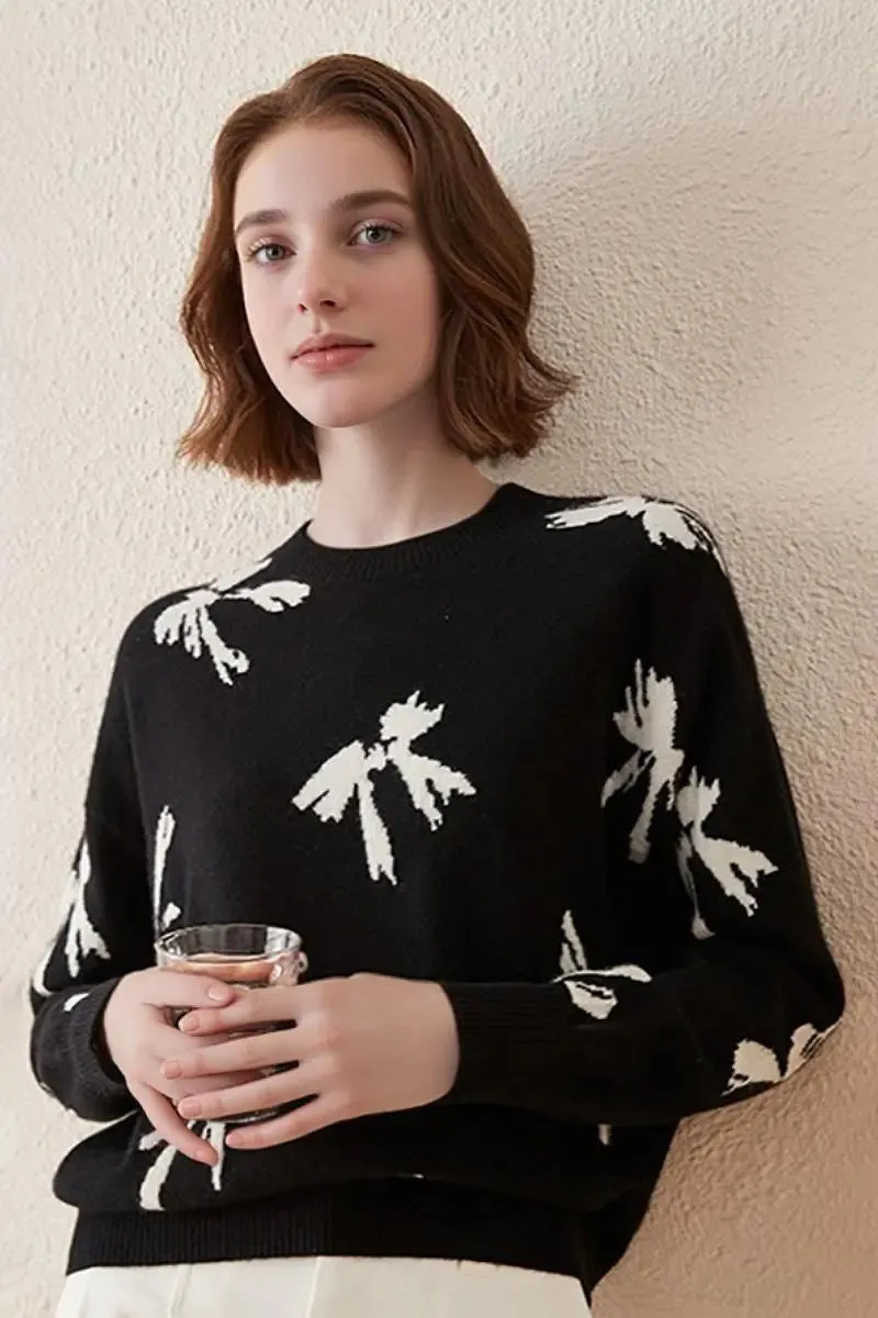 100 Cashmere Crew Neck Bow Sweater