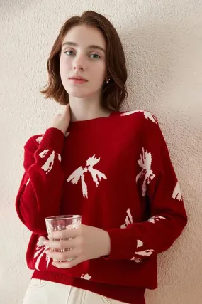 100 Cashmere Crew Neck Bow Sweater