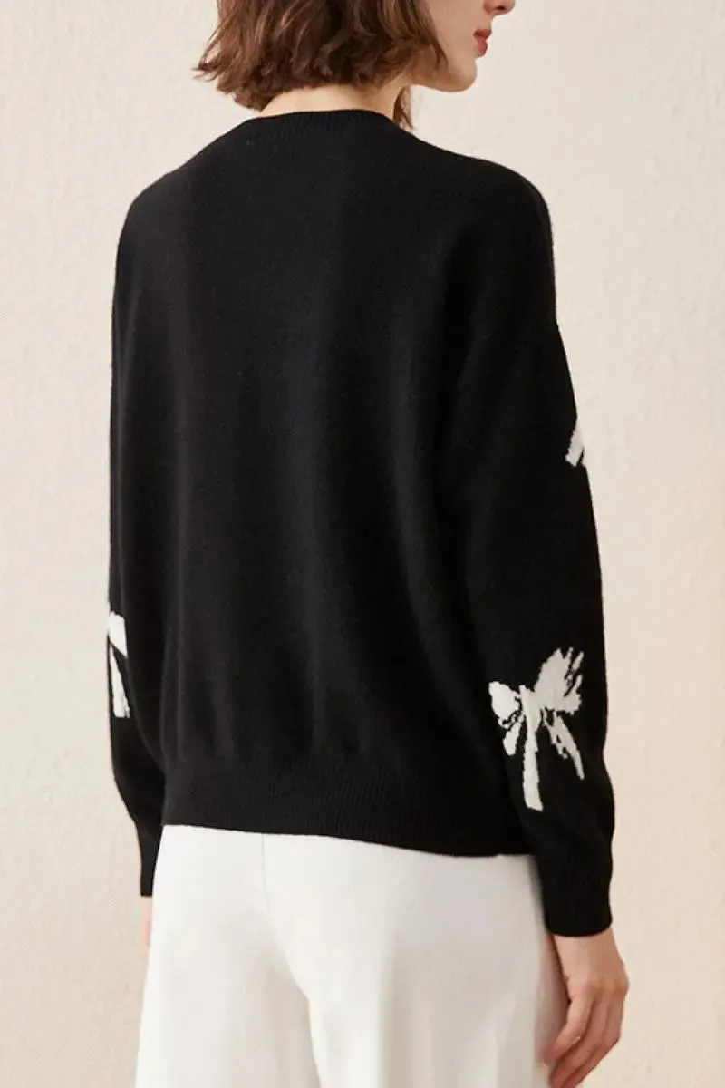 100 Cashmere Crew Neck Bow Sweater