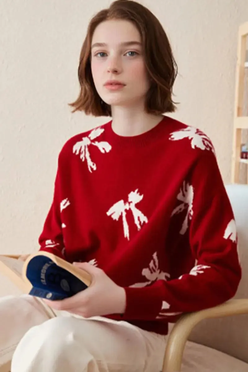 100 Cashmere Crew Neck Bow Sweater