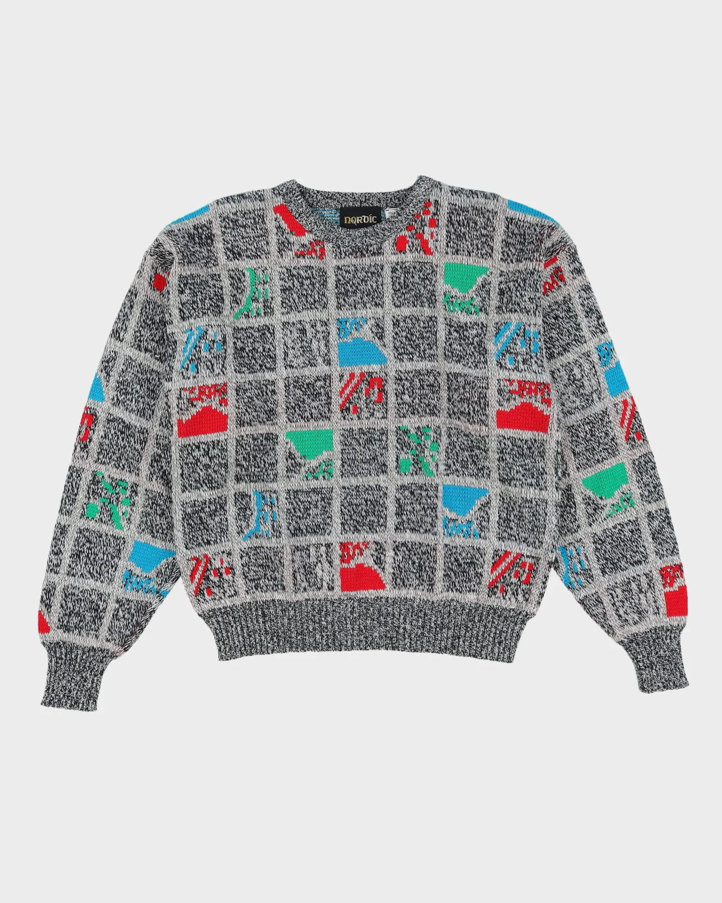 1990s Patterned Knitted Jumper - L