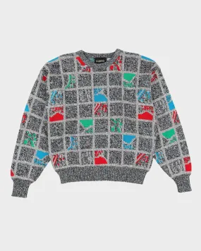 1990s Patterned Knitted Jumper - L