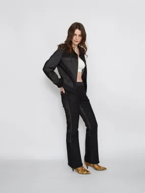 90S vintage 2 piece set  jacket and trousers in blue denim and black lace