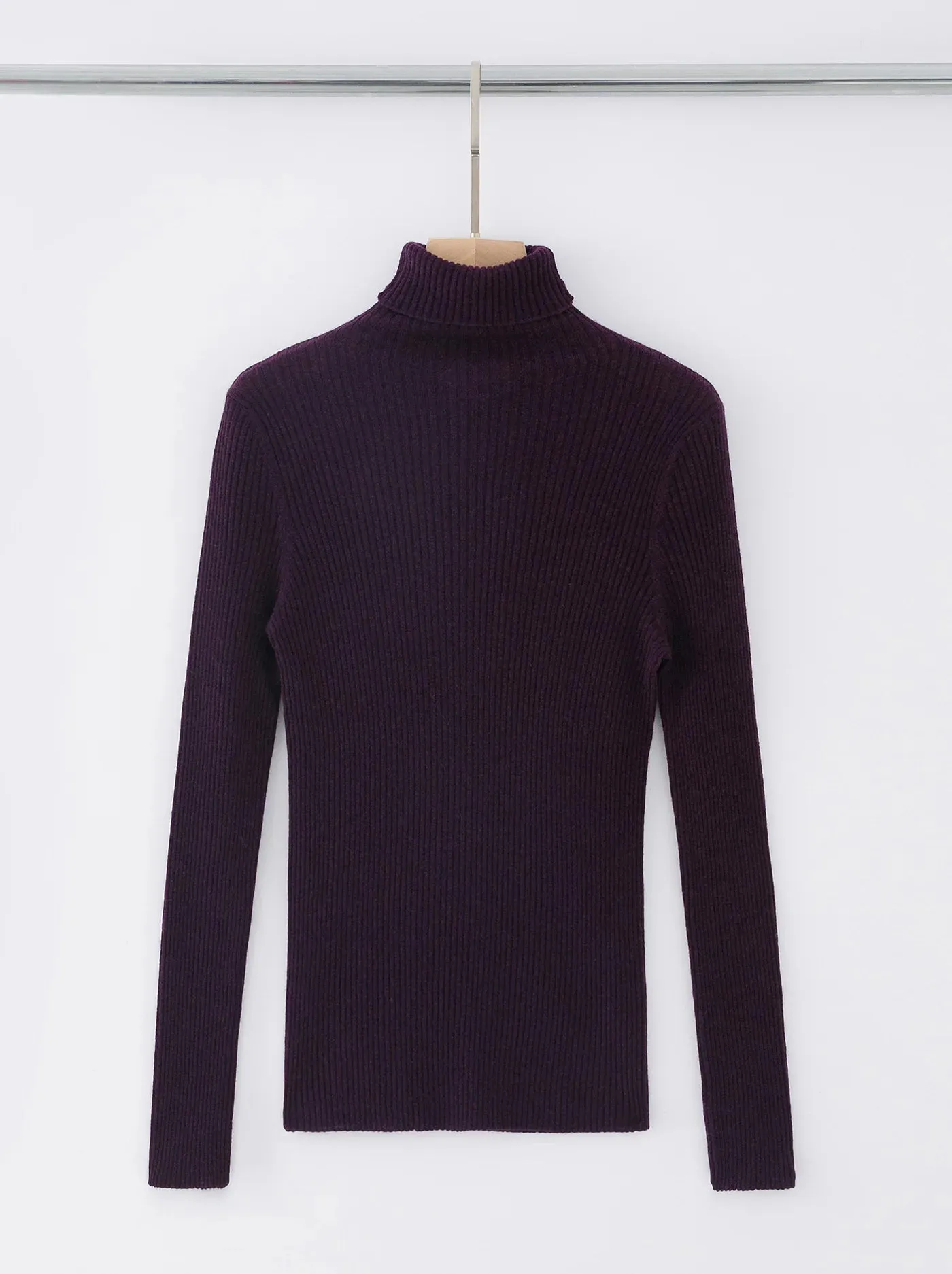 ALEGER No 32 Skinny Rib Polo Cashmere Blend - PORT