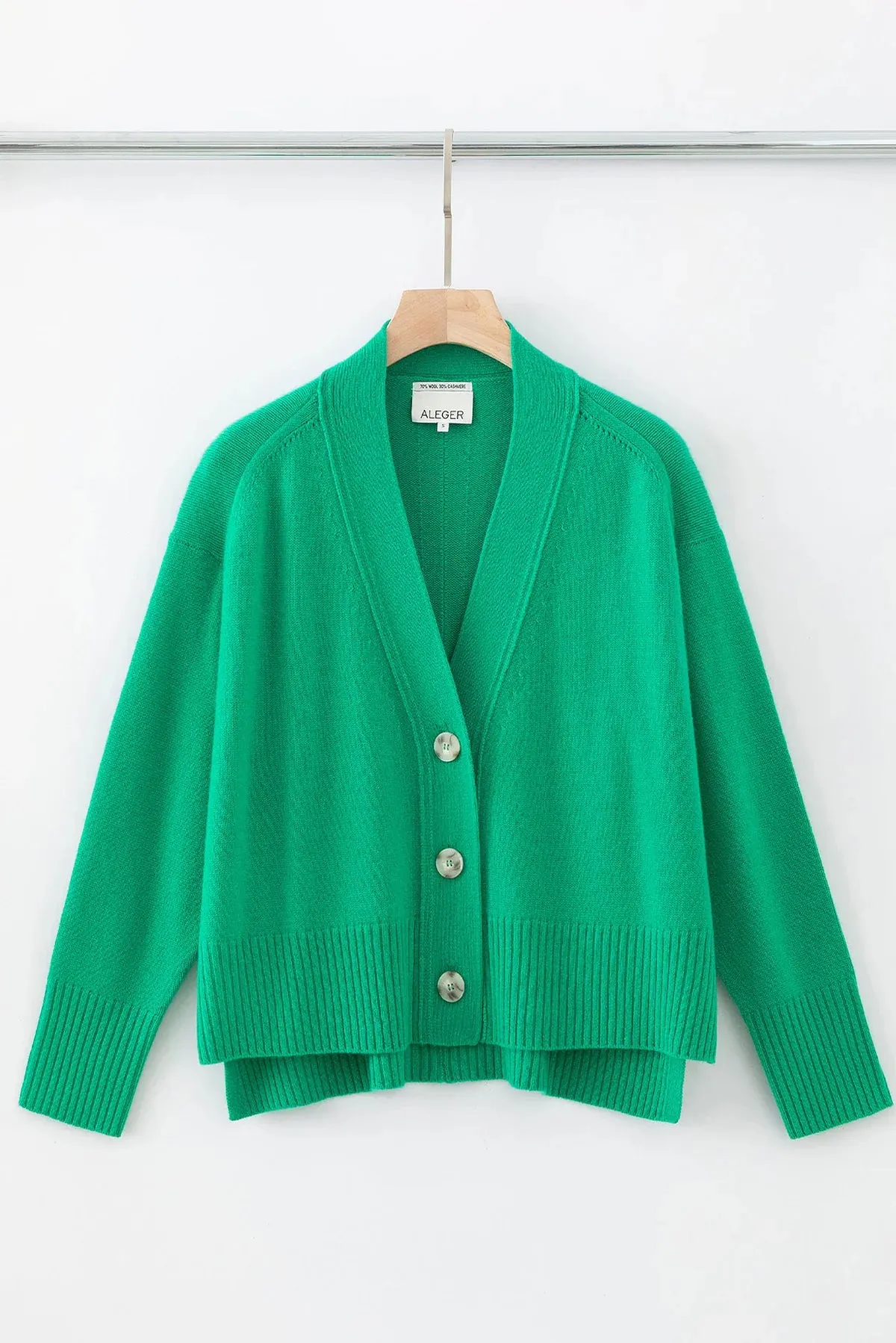 ALEGER No 99 - Cashmere Blend Hi Low Oversized Cardigan - Kelly Green Large Only