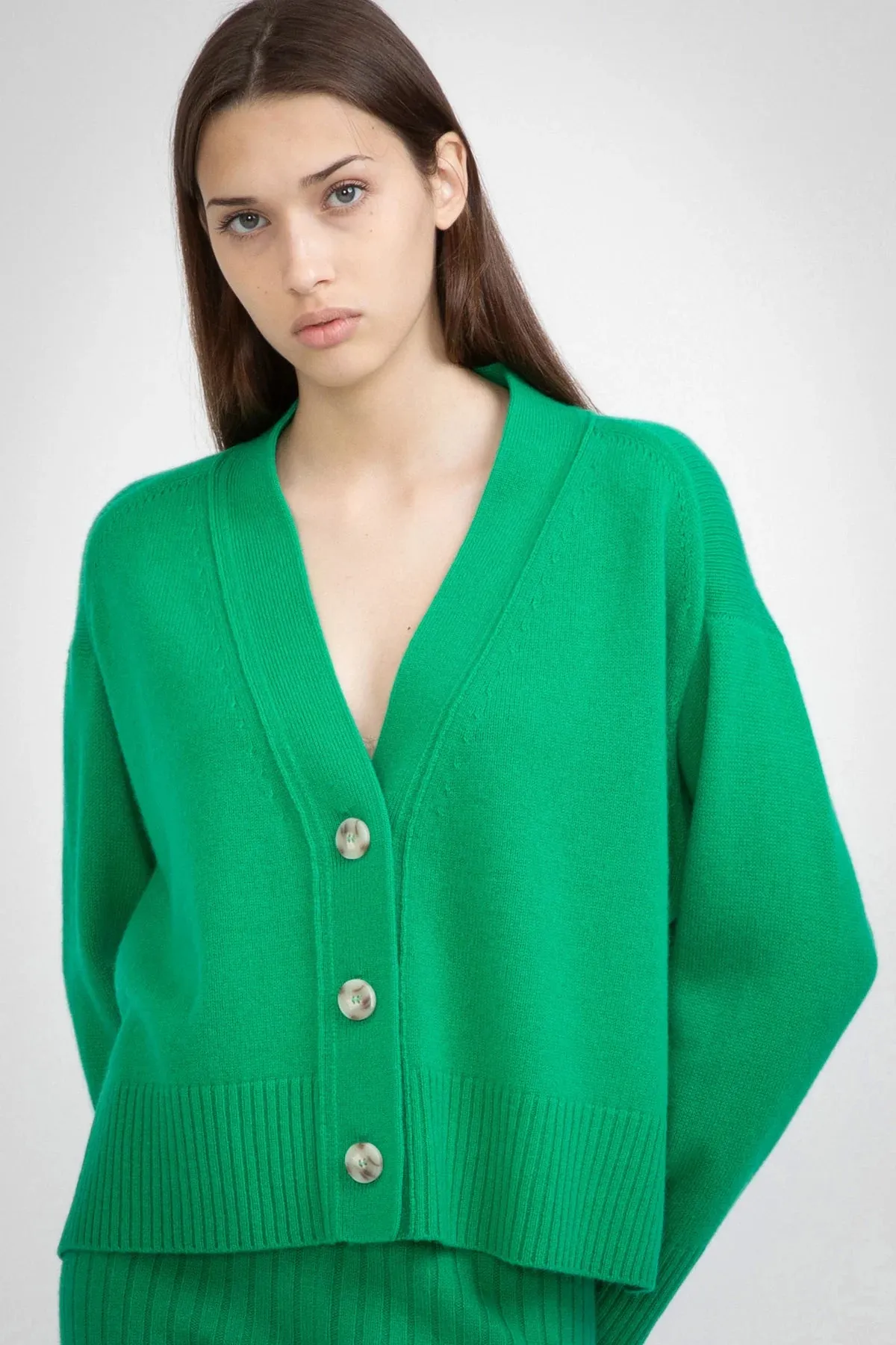 ALEGER No 99 - Cashmere Blend Hi Low Oversized Cardigan - Kelly Green Large Only