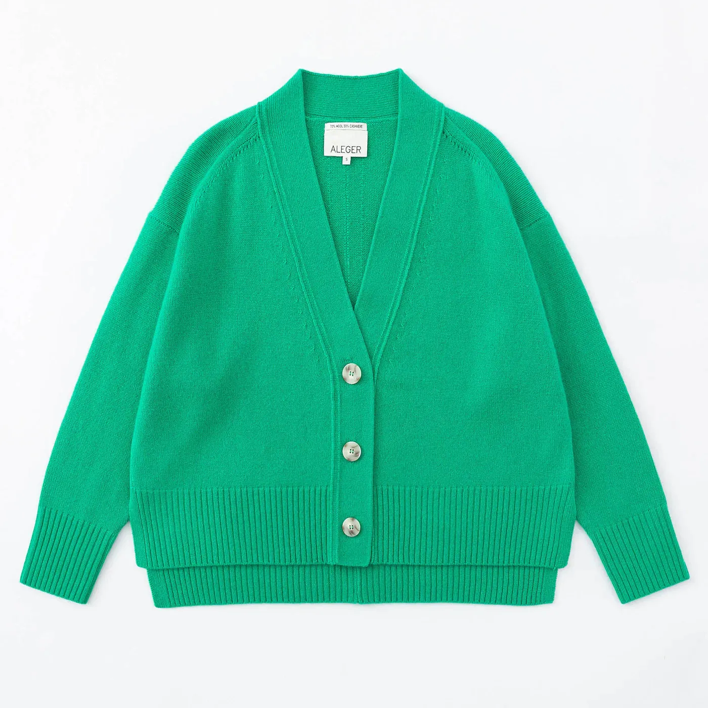 ALEGER No 99 - Cashmere Blend Hi Low Oversized Cardigan - Kelly Green Large Only