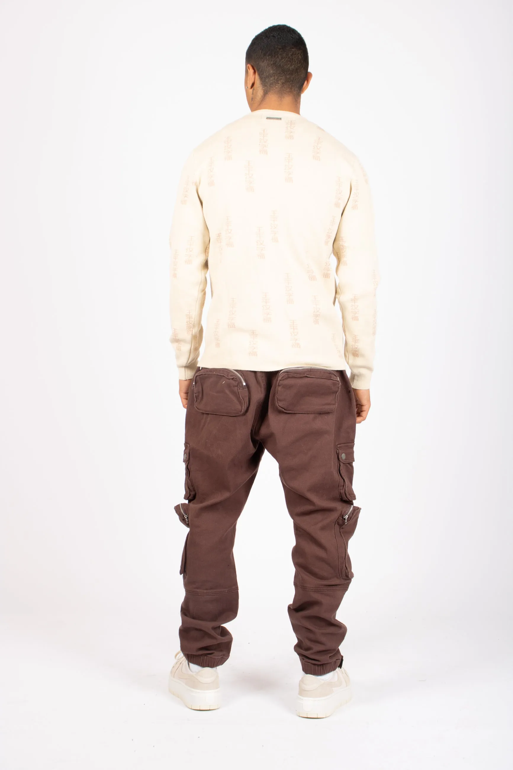 All-Over Japanese Printed Ecru Knitted Jumper