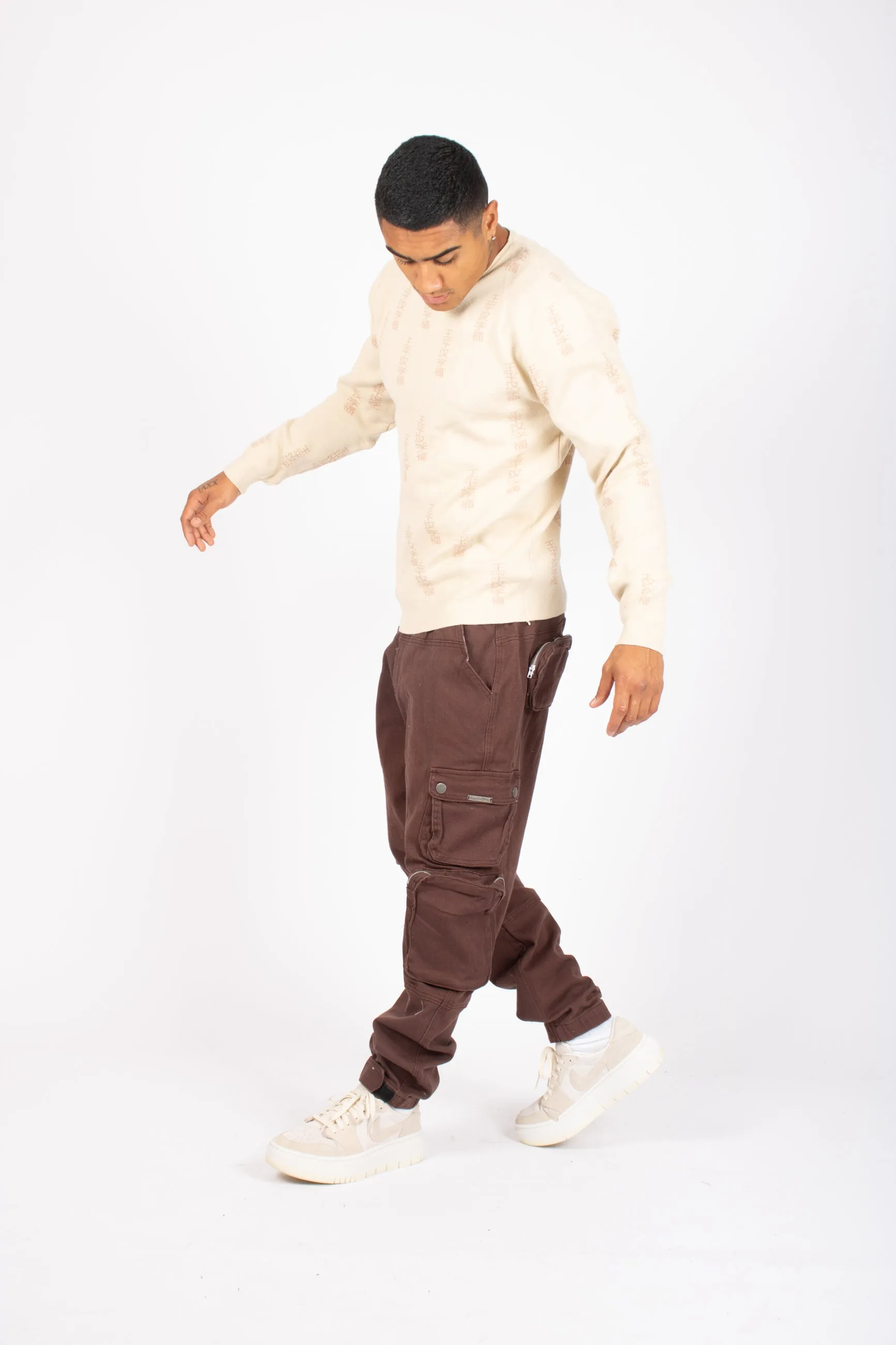 All-Over Japanese Printed Ecru Knitted Jumper