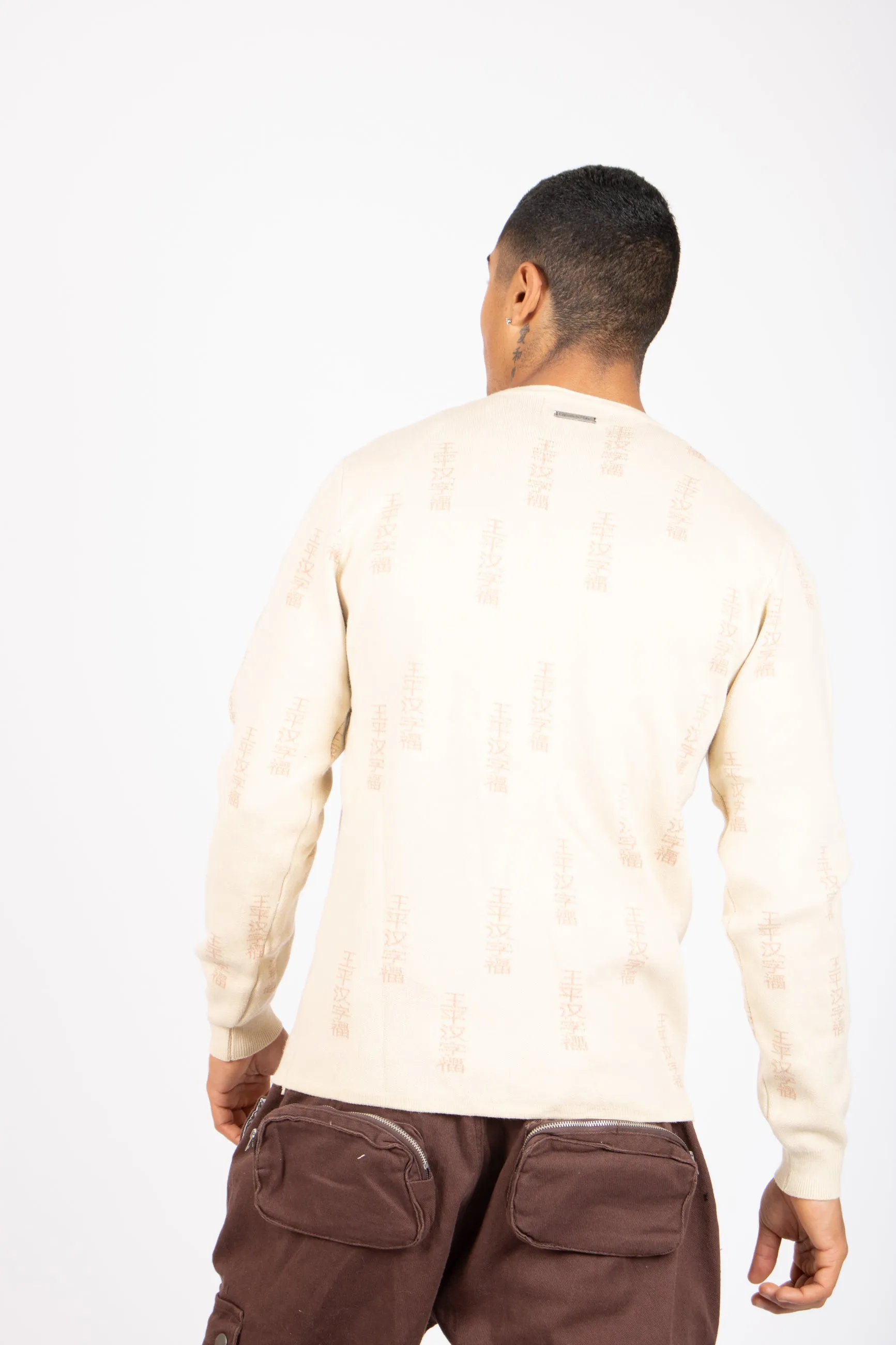 All-Over Japanese Printed Ecru Knitted Jumper