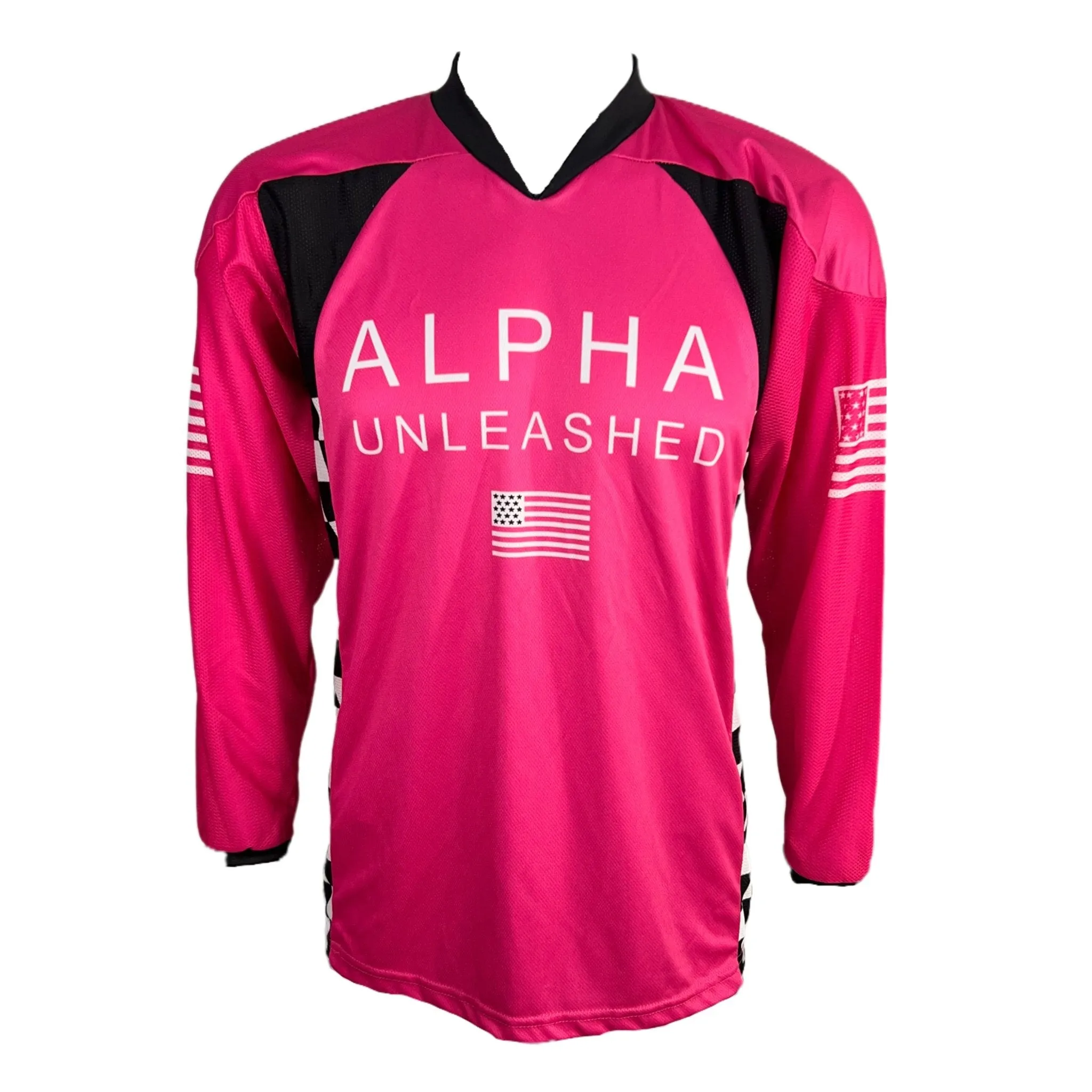 ALPHA Pink Motocross Racing Jersey - High-Performance 'Send It' SXS Gear for Dirt Bike and ATV Riders