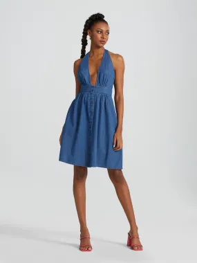 Ameena Halterneck Chambray Dress