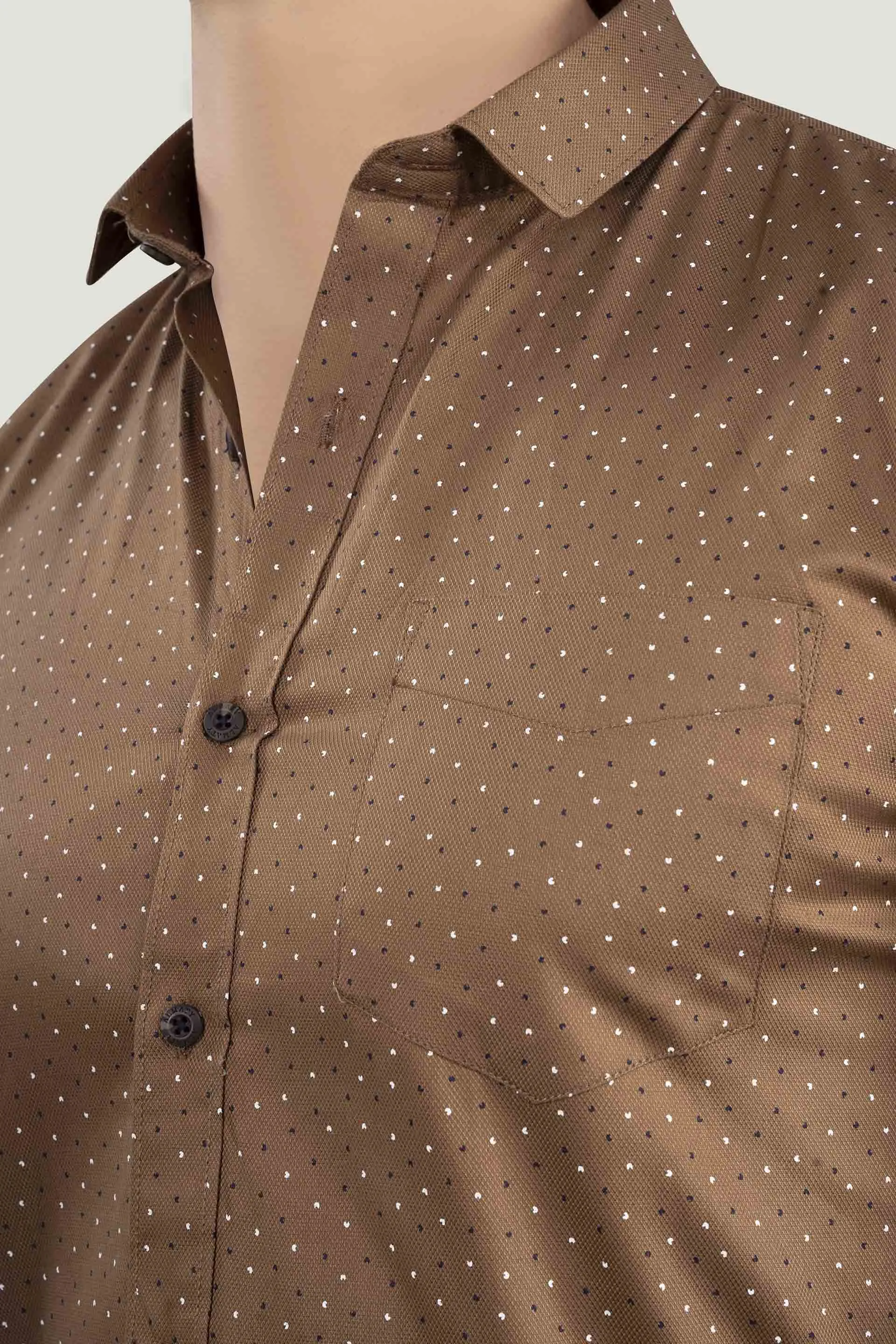 Andrey Brown Cotton Printed Shirt