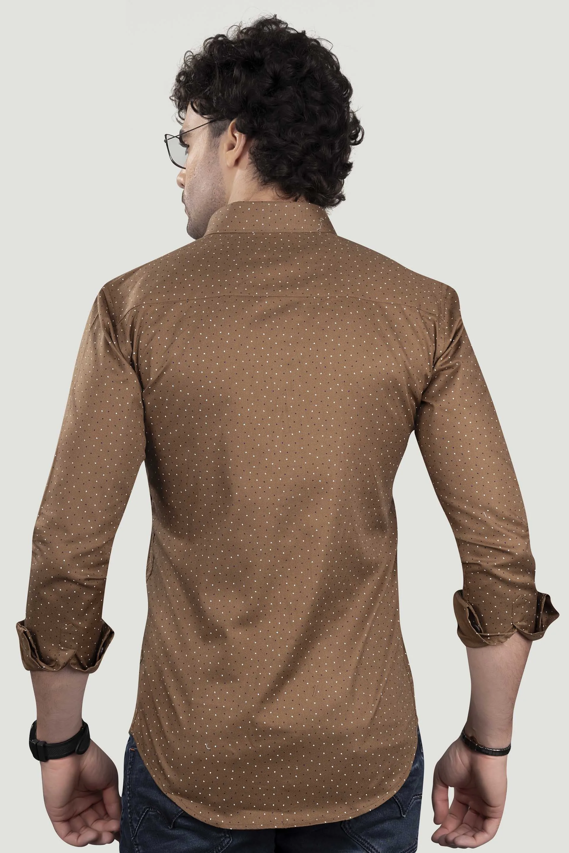 Andrey Brown Cotton Printed Shirt