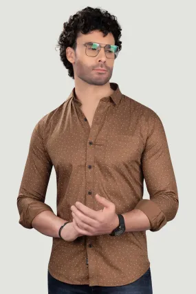 Andrey Brown Cotton Printed Shirt