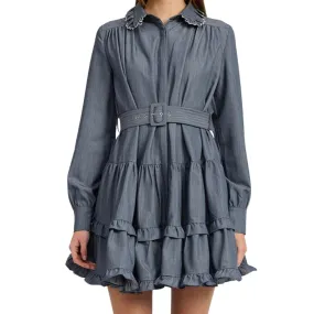 Angeline Embroidered Chambray Mini Dress