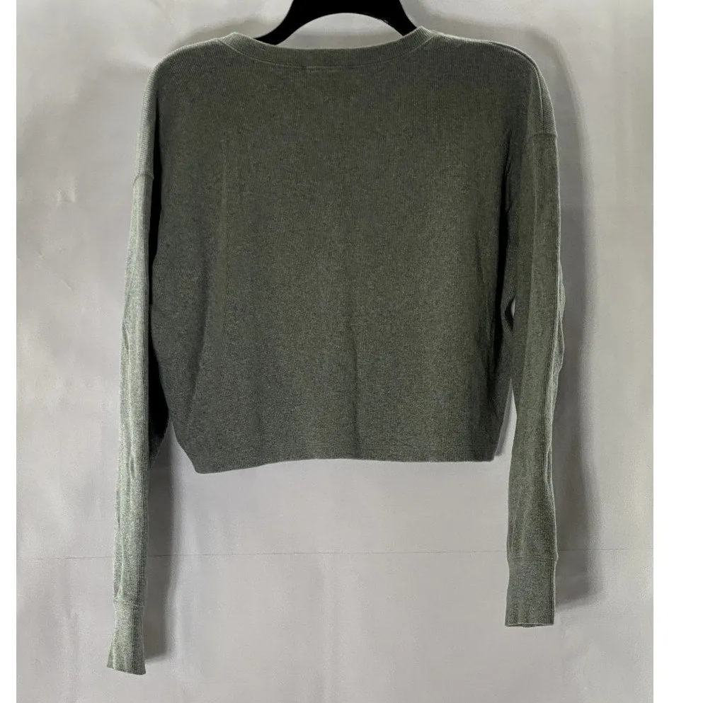 ARITZIA WILFRED FREE Women's Gray Ribbed Long Sleeve Henley Top SZ S