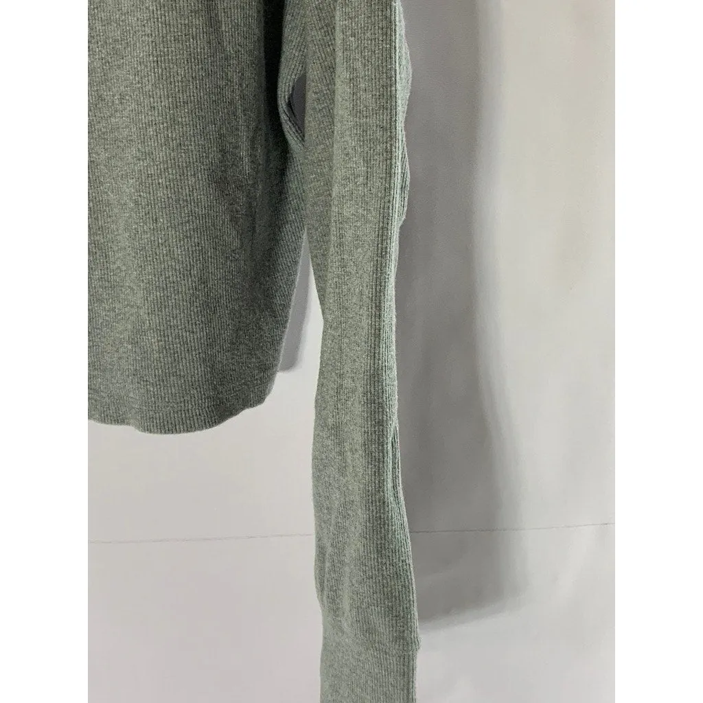 ARITZIA WILFRED FREE Women's Gray Ribbed Long Sleeve Henley Top SZ S