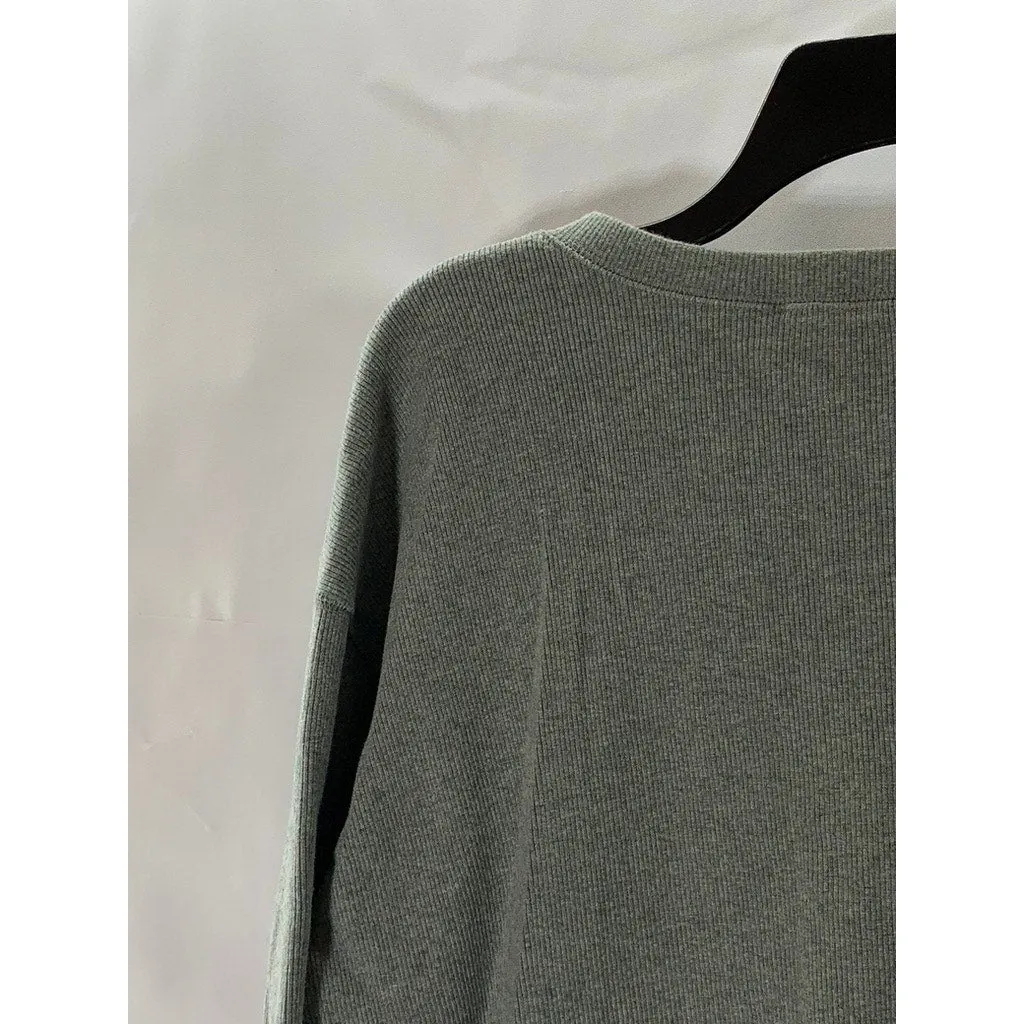 ARITZIA WILFRED FREE Women's Gray Ribbed Long Sleeve Henley Top SZ S