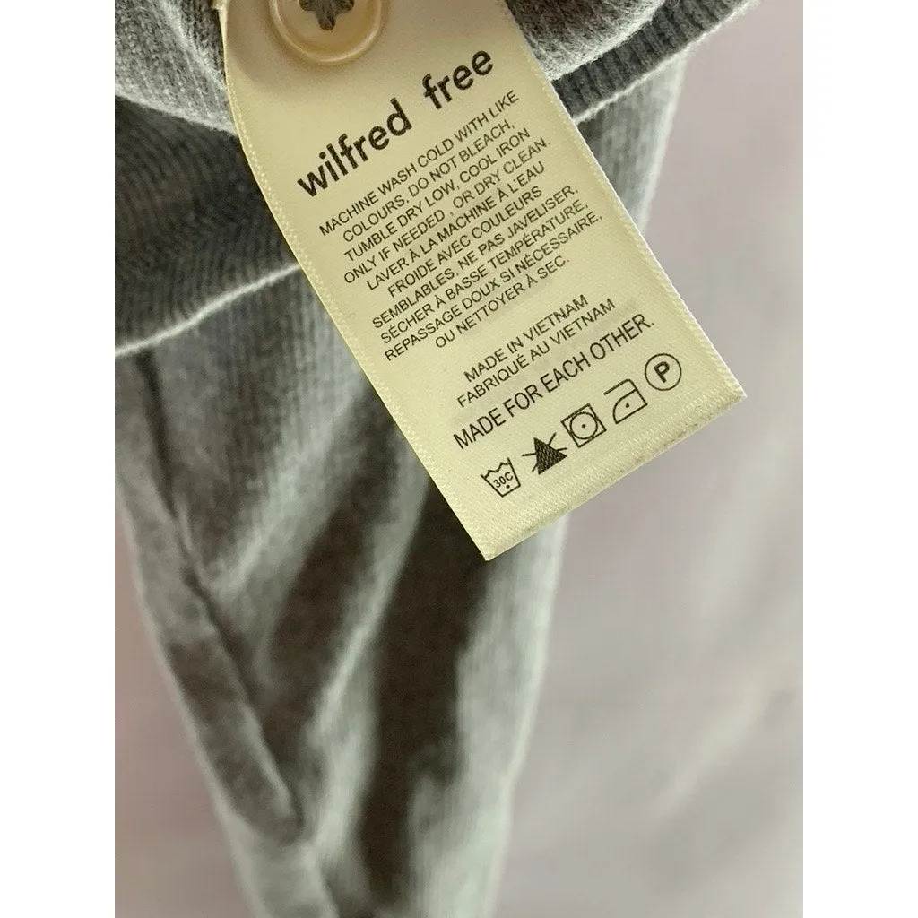 ARITZIA WILFRED FREE Women's Gray Ribbed Long Sleeve Henley Top SZ S