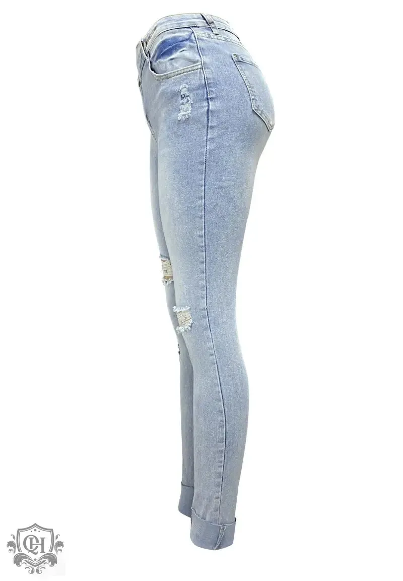 Asymmetrical High Rise Denim Trousers