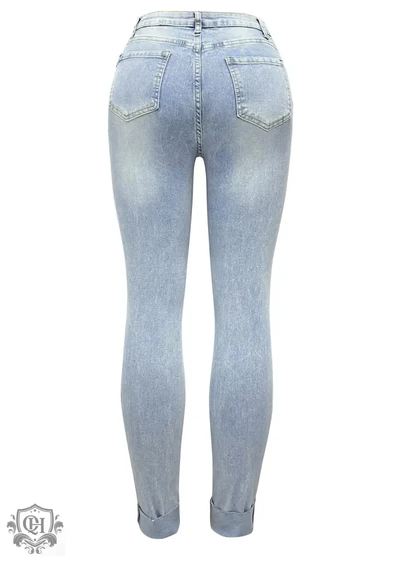 Asymmetrical High Rise Denim Trousers