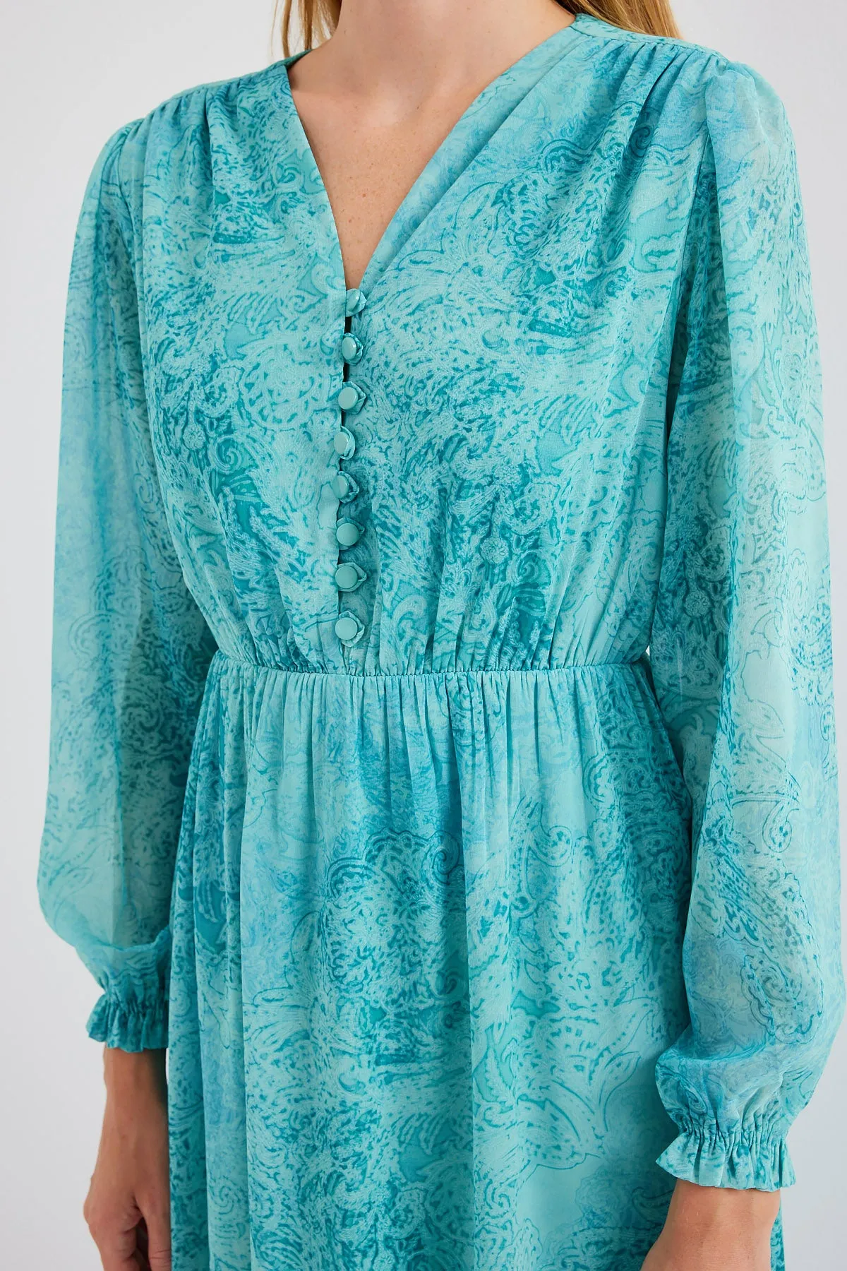 BGD Women Patterned Chiffon Dress - Mint Green - Avondale