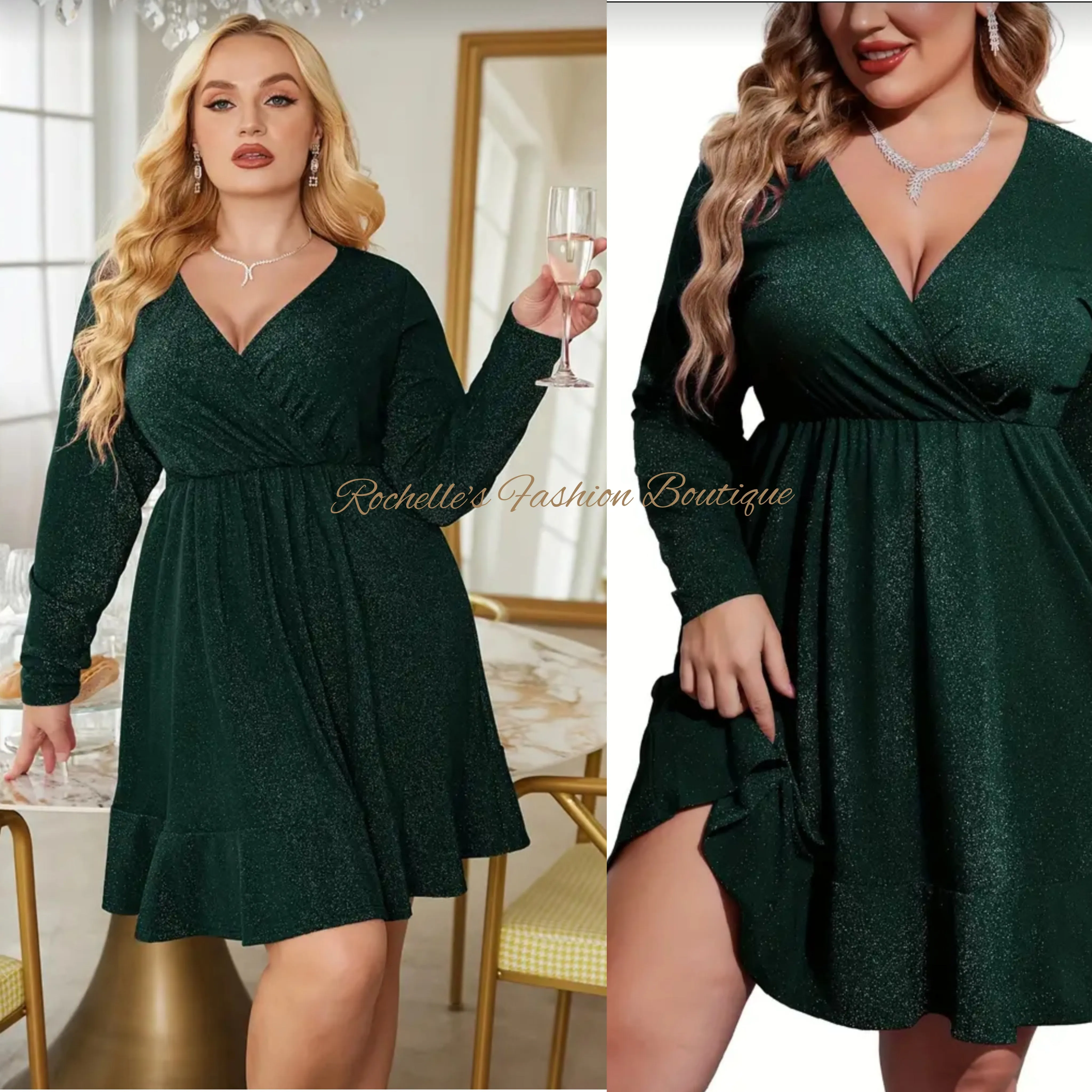 Black Sparkle Plus Flowy Dress