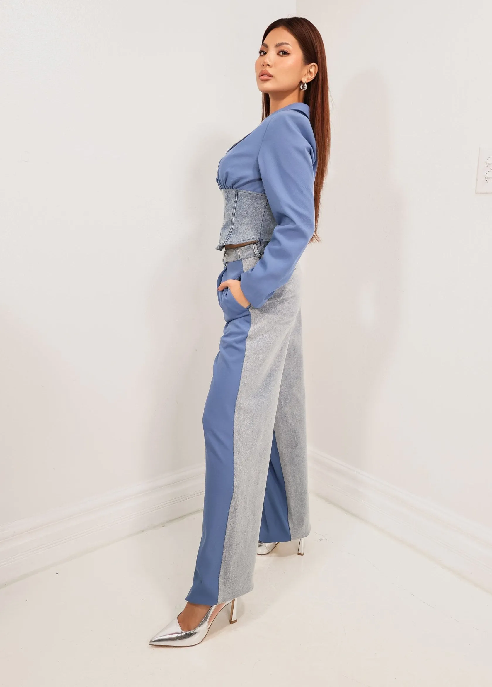 Blended Blues Contrast Denim Trousers