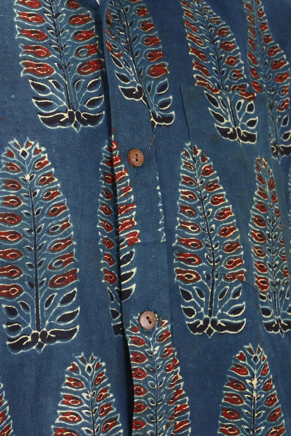 Blue Full Sleeve Ajrakh Printed Cotton Mens Shirt 10071168
