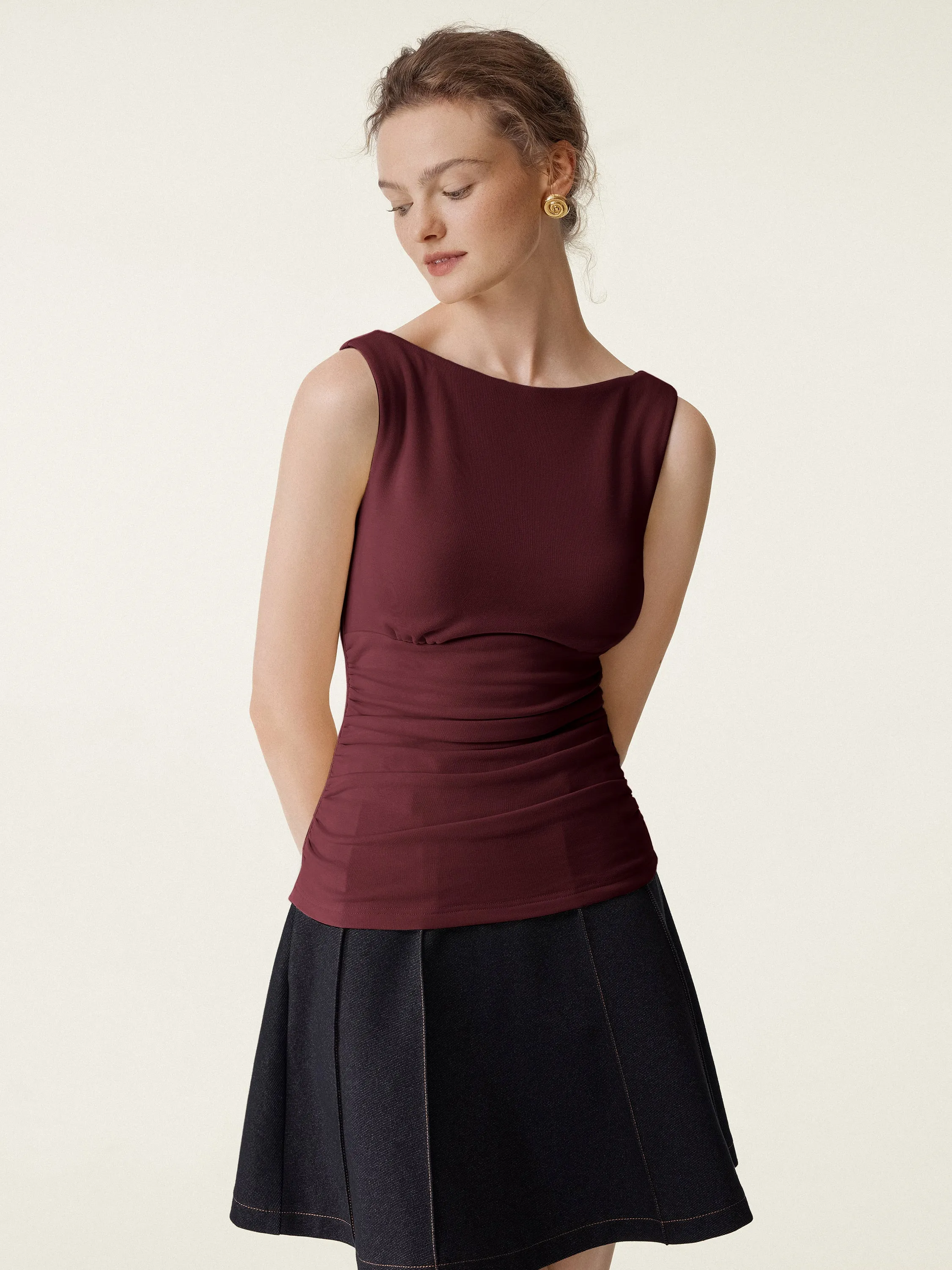 Boatneck Sleeveless Brami Tank Top