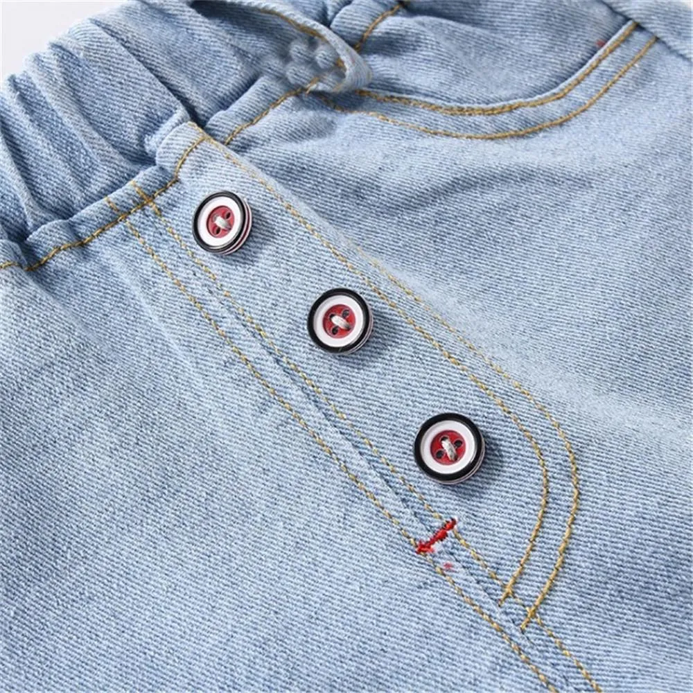 Boy Botton Denim Elastic Waist Pants