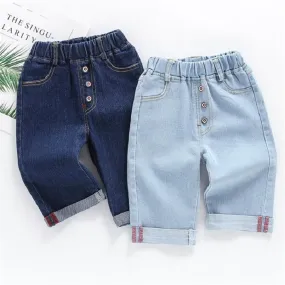 Boy Botton Denim Elastic Waist Pants
