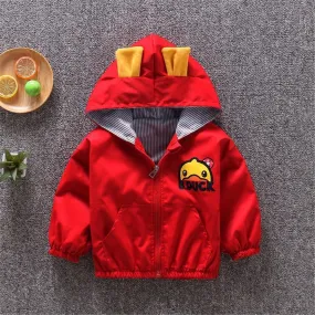 Boys Cartoon Duck Letter Printed Hooded Jacket Wholesale Boys Clothing Suppliers