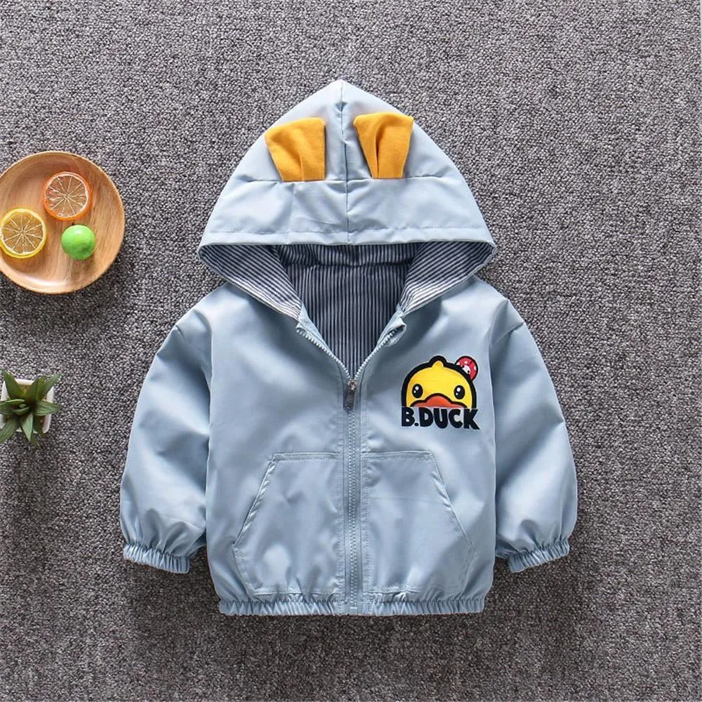 Boys Cartoon Duck Letter Printed Hooded Jacket Wholesale Boys Clothing Suppliers