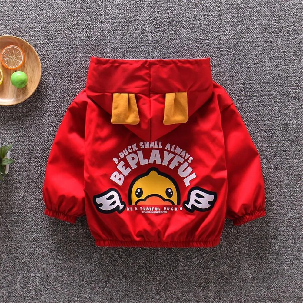 Boys Cartoon Duck Letter Printed Hooded Jacket Wholesale Boys Clothing Suppliers