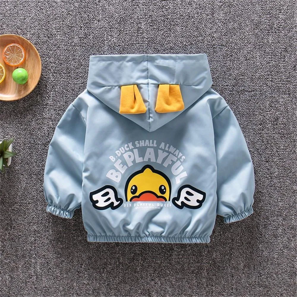Boys Cartoon Duck Letter Printed Hooded Jacket Wholesale Boys Clothing Suppliers