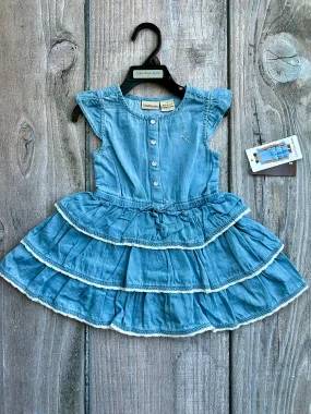 Calvin Klein size 3 girls light blue chambray tiered dress, summer dress, new with tags, Kids 3T