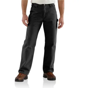 Carhartt Men's Black Washed Duck Work Dungaree/Flannel Lined Pant