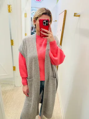 Cashmere Patch Pocket Duster Cardigan | Heather Grey