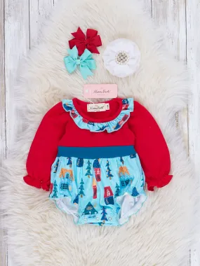 Chambray & Red Tree Lot Ruffle Bubble
