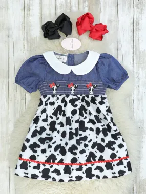 Chambray Cow Print Dress