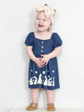 Chambray Puff Sleeve Bunny Dress