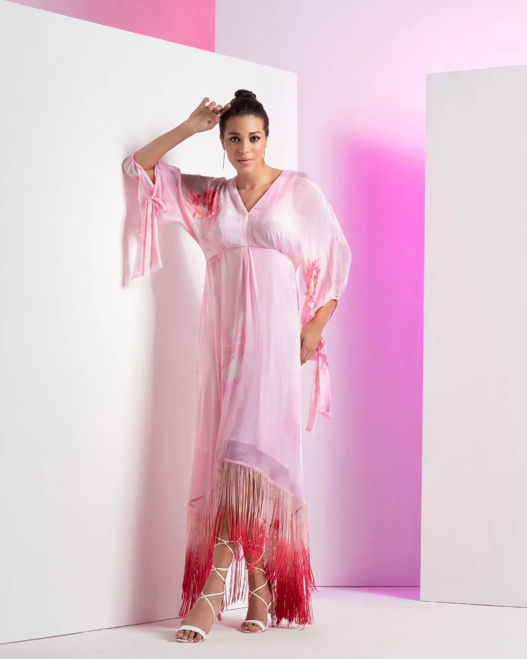 Champagne Blush Kimono Maxi Dress