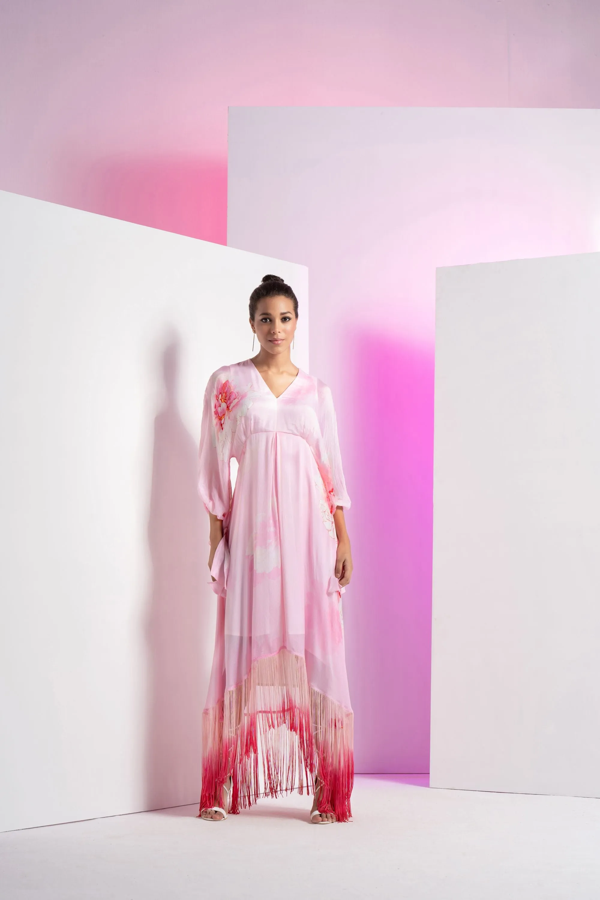 Champagne Blush Kimono Maxi Dress