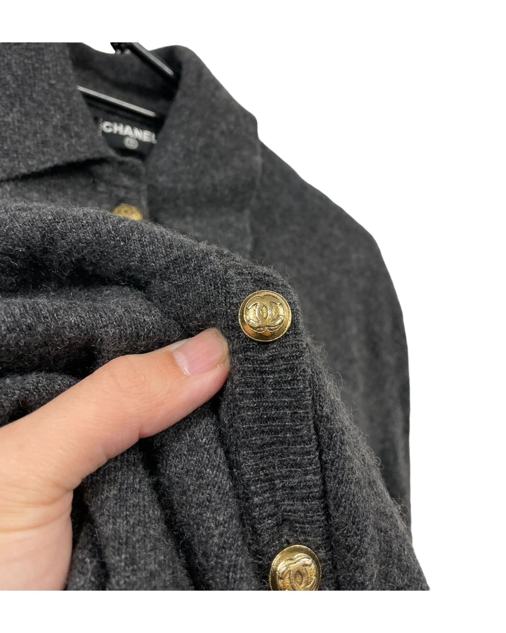 Chanel Cardigan Cashmere Gold CC Buttons SKL1569