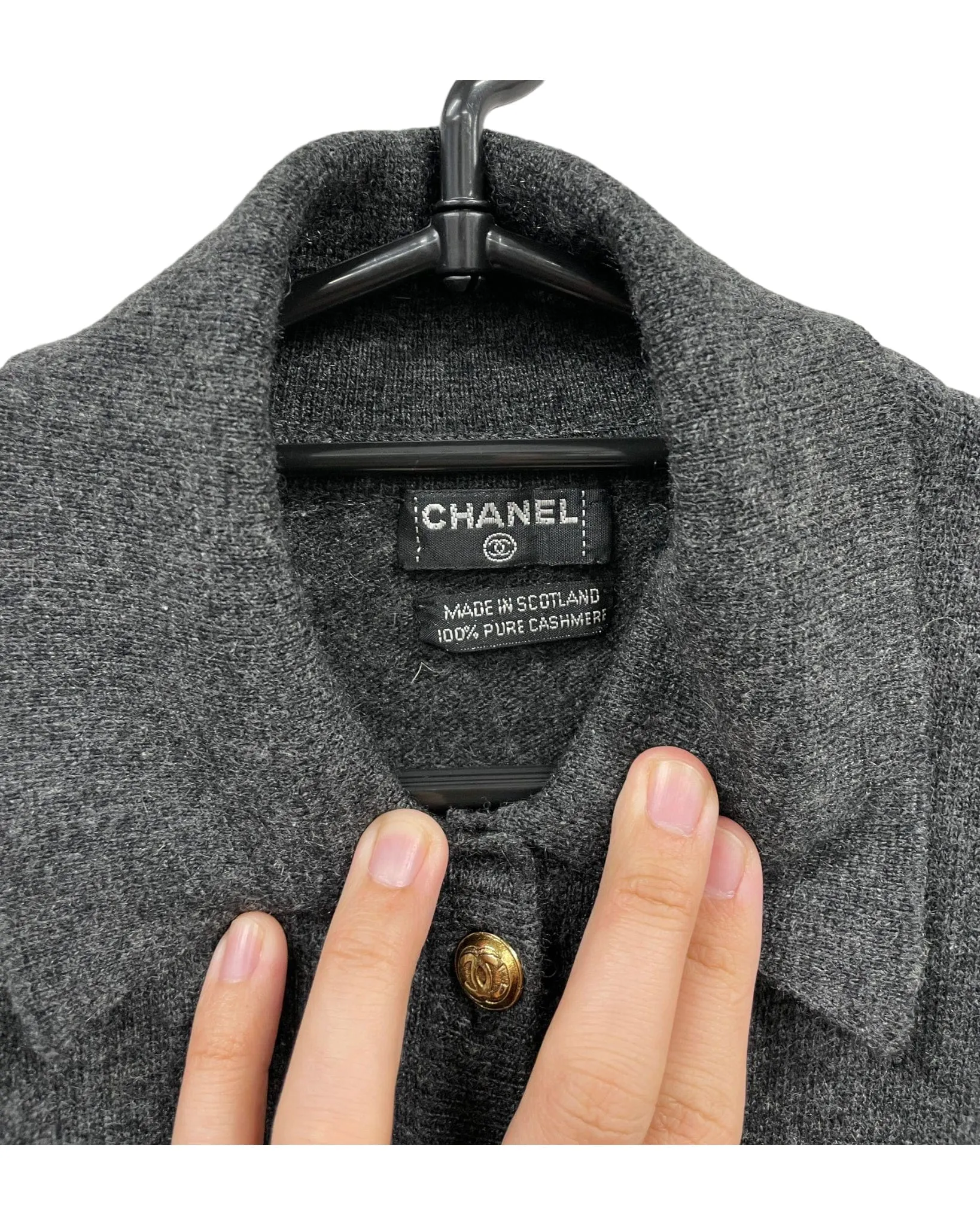 Chanel Cardigan Cashmere Gold CC Buttons SKL1569