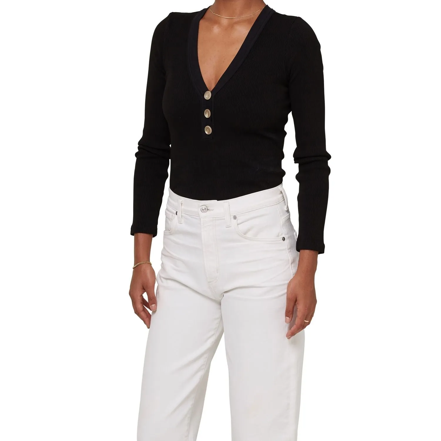 Citizens of Humanity - Scarlett Rib Henley in Black