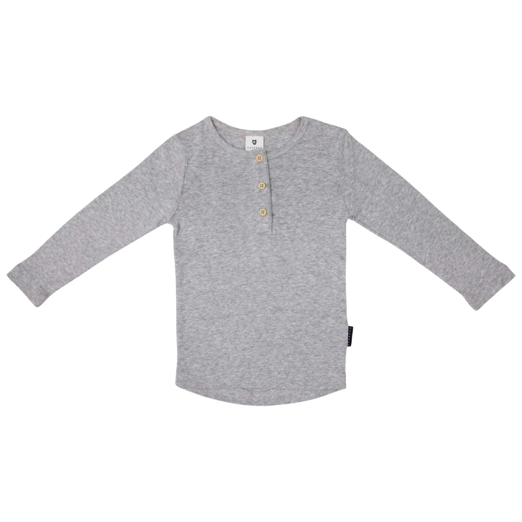 Cotton Modal Henley Top Grey Marle