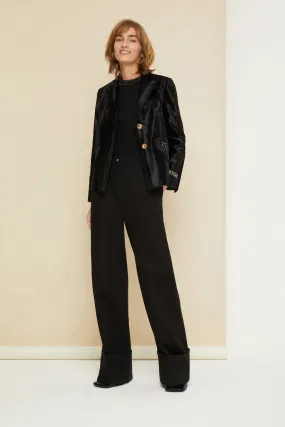 Cuffed wide-leg trousers in organic denim